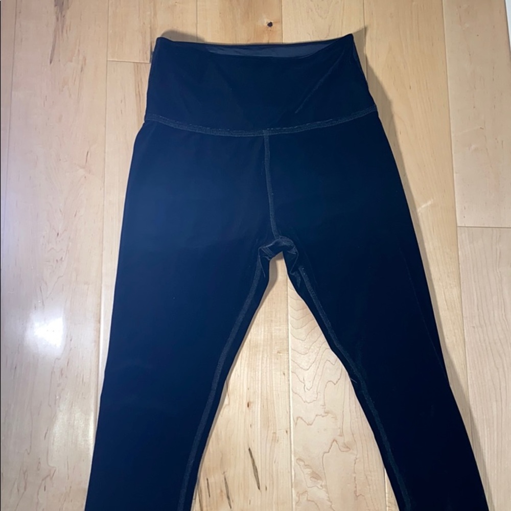 Black velvet leggings